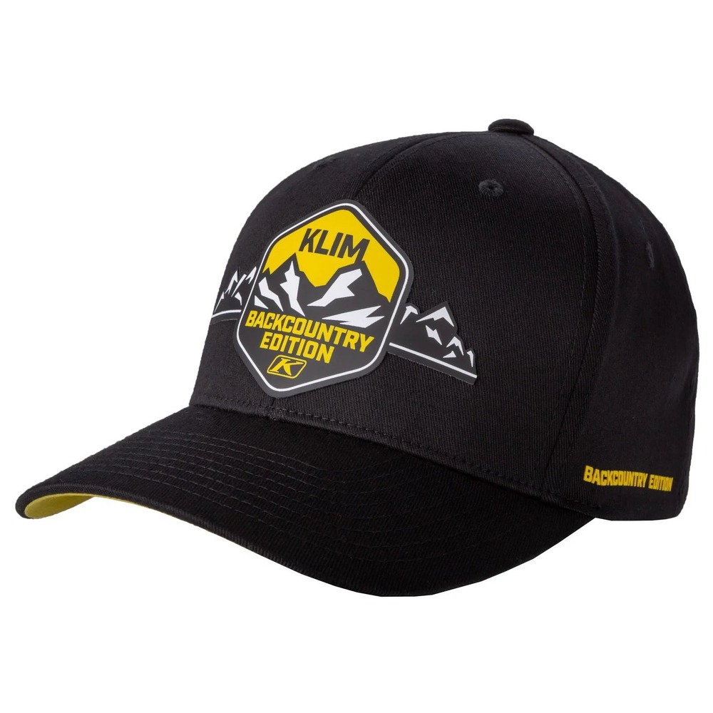 Klim Backcountry Edition Flexfit Hat Black Yellow Mountain Logo S-M Cap